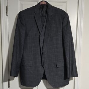 Men's Elegant Charcoal Checkered Suit